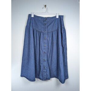 Vintage 90s Diamond L western Skirt Size 24 Denim Prairie Cowgirl Boho Flowy USA